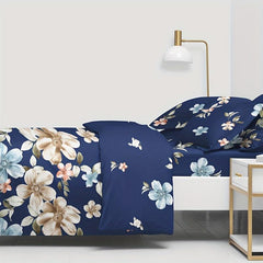 Brushed Floral Print Duvet Cover Soft Comfortable for Bedroom Guest Room