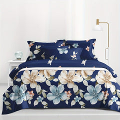 Brushed Floral Print Duvet Cover Soft Comfortable for Bedroom Guest Room