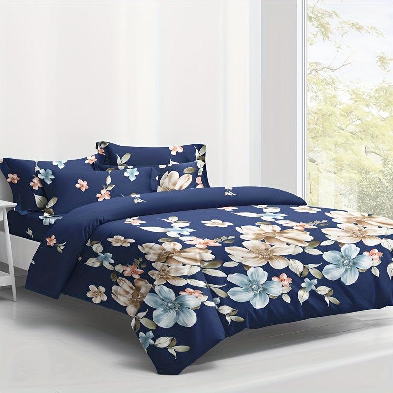 Brushed Floral Print Duvet Cover Soft Comfortable for Bedroom Guest Room