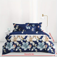 Brushed Floral Print Duvet Cover Soft Comfortable for Bedroom Guest Room