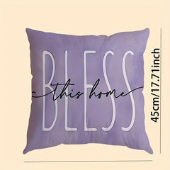 Purple Letter Square Cushion Cover Short Plush Pillow Cover Home Decor