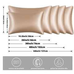 2pcs Golden Satin Pillowcase Soft Smooth for Sleep Experience