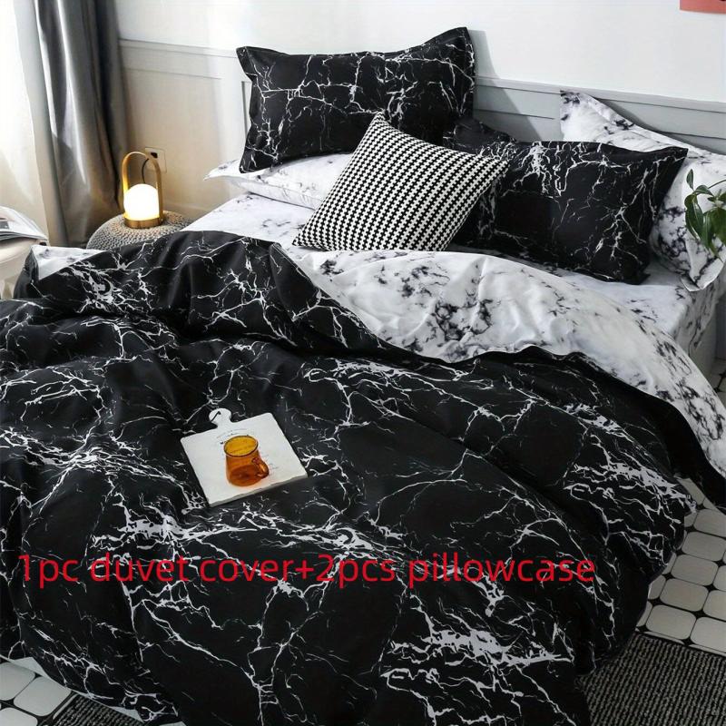 Brushed Marble Pattern Duvet Cover Set 2/3pcs Soft Bedding