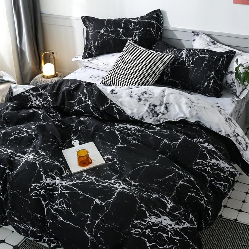 Brushed Marble Pattern Duvet Cover Set 2/3pcs Soft Bedding
