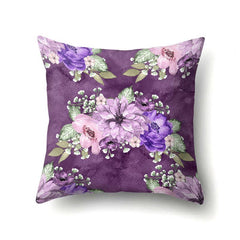 Purple Flower Cushion Cover Polyester Pillow Case 32x17 Inches