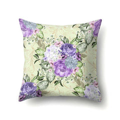 Purple Flower Cushion Cover Polyester Pillow Case 32x17 Inches