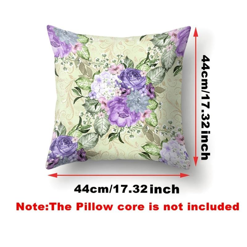 Purple Flower Cushion Cover Polyester Pillow Case 32x17 Inches