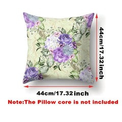 Purple Flower Cushion Cover Polyester Pillow Case 32x17 Inches