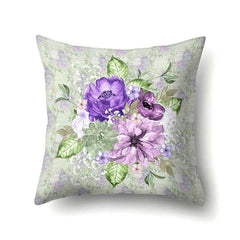 Purple Flower Cushion Cover Polyester Pillow Case 32x17 Inches