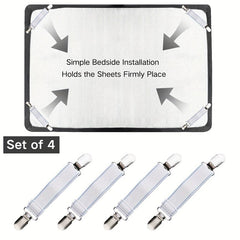 4pcs Non Slip Bed Sheet Clips Adjustable Fastener Belts for Secure Holding