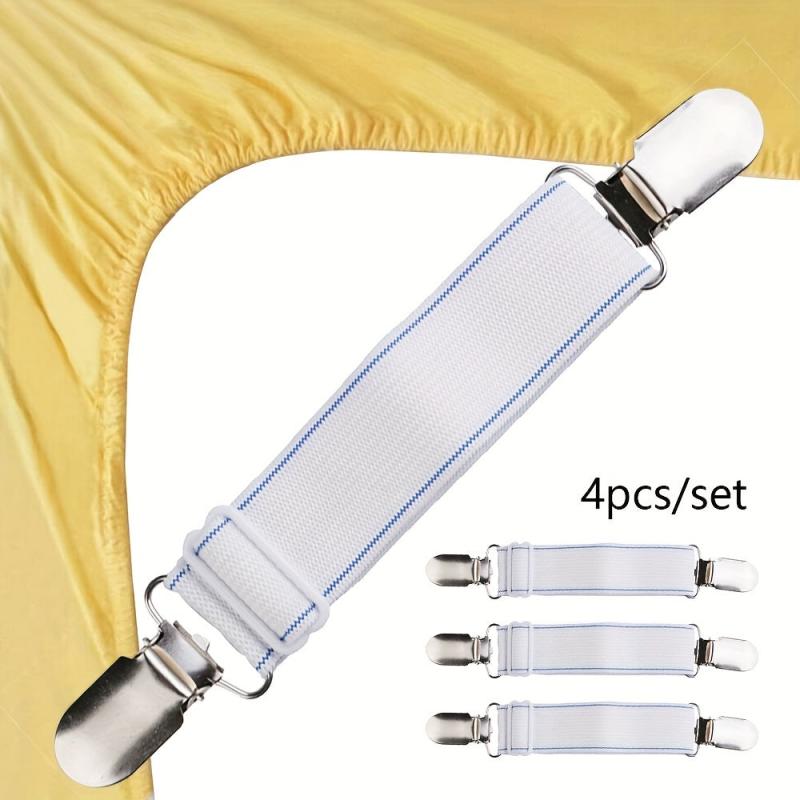 4pcs Non Slip Bed Sheet Clips Adjustable Fastener Belts for Secure Holding