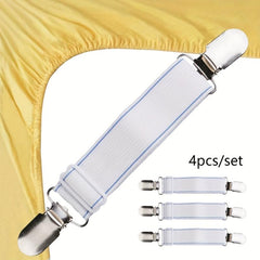 4pcs Non Slip Bed Sheet Clips Adjustable Fastener Belts for Secure Holding