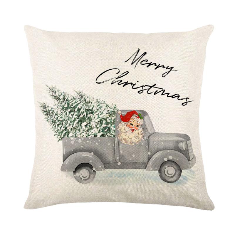 Christmas Pillow Covers Home Noel Truck Christmas Tree Winter Holiday Throw Pln