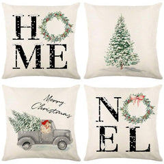 Christmas Pillow Covers Home Noel Truck Christmas Tree Winter Holiday Throw Pln