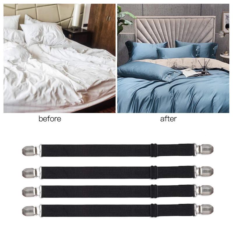 4pcs Bed Sheet Clips Corner Bands Suspenders For Fitted Sheets Mattress