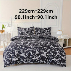 3pcs Geometric Print Bedding Set Soft Duvet Cover Gift