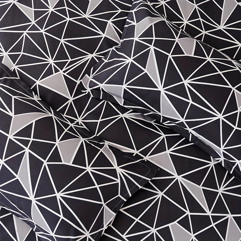 3pcs Geometric Print Bedding Set Soft Duvet Cover Gift