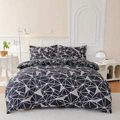 3pcs Geometric Print Bedding Set Soft Duvet Cover Gift