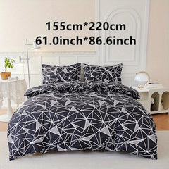 3pcs Geometric Print Bedding Set Soft Duvet Cover Gift