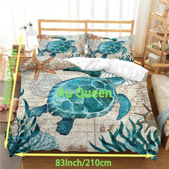 Soft Turtle Pattern Duvet Cover Set - 3pcs