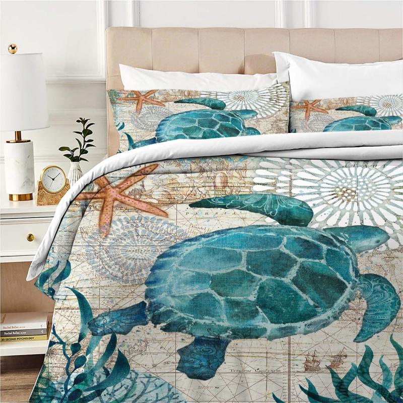 Soft Turtle Pattern Duvet Cover Set - 3pcs