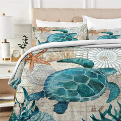 Soft Turtle Pattern Duvet Cover Set - 3pcs
