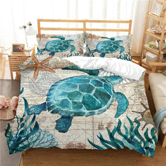 Soft Turtle Pattern Duvet Cover Set - 3pcs