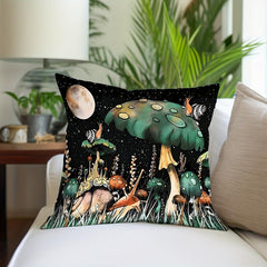 Mushroom Forest Flannel Pillowcase for Sofas, Office Chairs