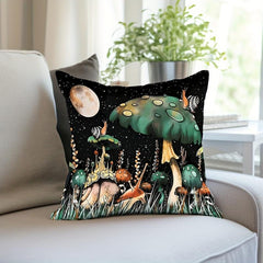 Mushroom Forest Flannel Pillowcase for Sofas, Office Chairs