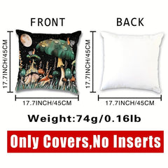 Mushroom Forest Flannel Pillowcase for Sofas, Office Chairs