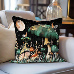 Mushroom Forest Flannel Pillowcase for Sofas, Office Chairs
