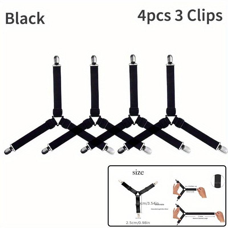 4pcs Extendable Quilt Fixers Adjustable Elastic Metal Clip Fasteners