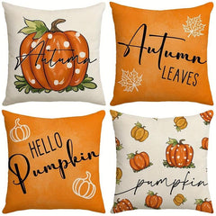 4pcs Hello Pumpkin Fall Throw Pillow Covers 18x18