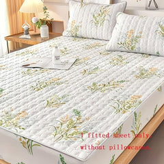 Soft Floral Print Fitted Sheet with Deep Pocket for Bedroom and Guest Room