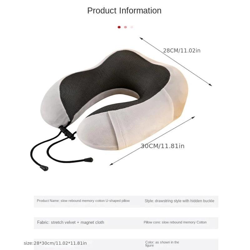 Memory Foam U Shaped Neck Pillow for Travel Car Bed - Relieve Neck Pain