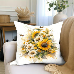Sunflower Watercolor Pillow Flannel Pillowcase for Home Sofas Office Chairs