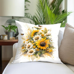 Sunflower Watercolor Pillow Flannel Pillowcase for Home Sofas Office Chairs