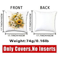 Sunflower Watercolor Pillow Flannel Pillowcase for Home Sofas Office Chairs