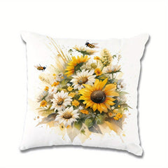 Sunflower Watercolor Pillow Flannel Pillowcase for Home Sofas Office Chairs