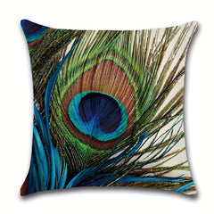 Peacock Feather Decorative Pillow Covers 45x45 cm
