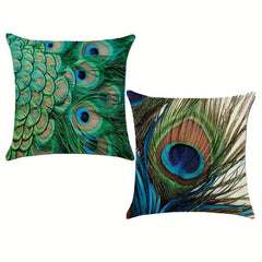 Peacock Feather Decorative Pillow Covers 45x45 cm