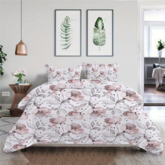 3pcs Flower Print Duvet Cover Set, Soft Breathable