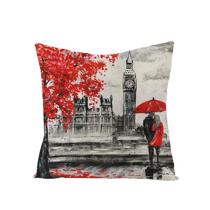 Romantic Paris Tower Couple Pillowcase Home Decor