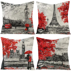 Romantic Paris Tower Couple Pillowcase Home Decor