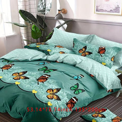 Butterfly Pattern Duvet Cover Set Soft Comfortable Breathable Bedding