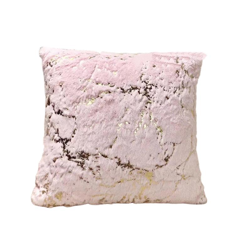 2pcs Golden Plush Faux Fur Cushion Cover 17x17 Inches