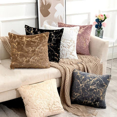 2pcs Golden Plush Faux Fur Cushion Cover 17x17 Inches
