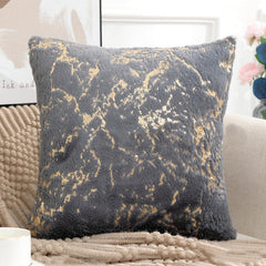 2pcs Golden Plush Faux Fur Cushion Cover 17x17 Inches