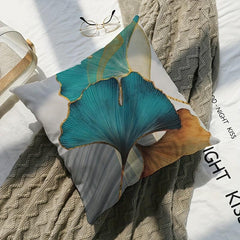 Nordic Style Gingko Leaf Short Plush Printed Pillow