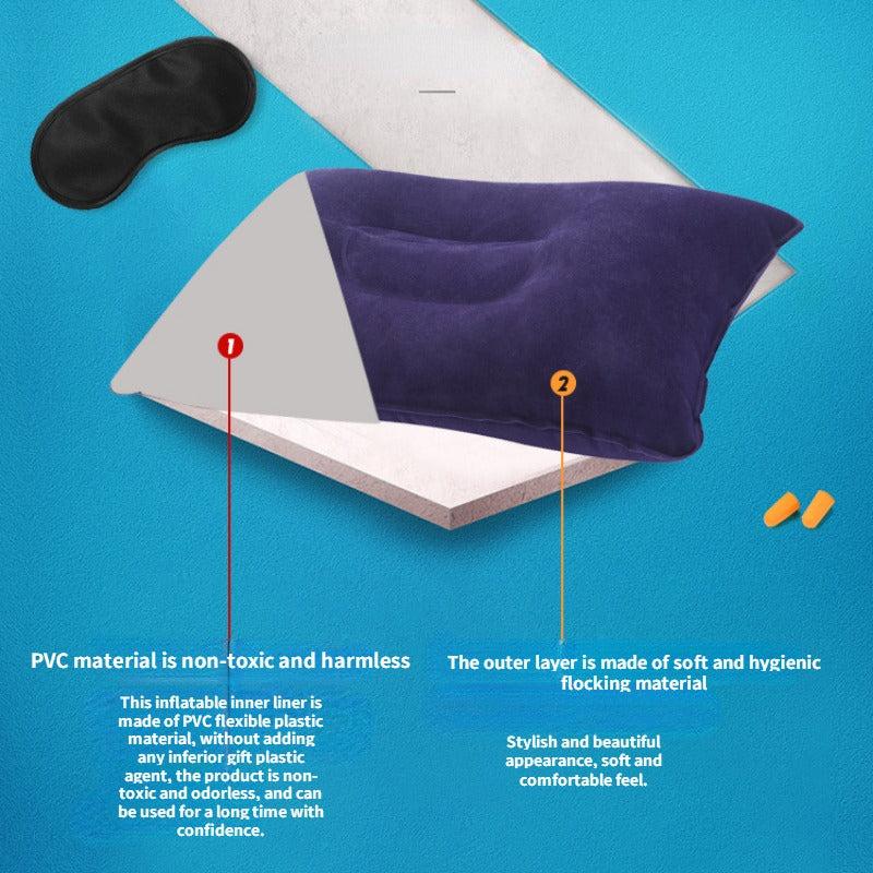 Outdoor Inflatable Pillow Travel Neck Support Pillow Flocking Pressure Pillow